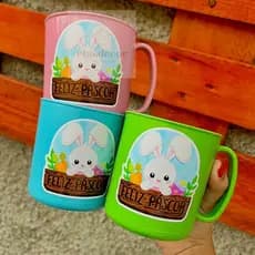 KIT 10-15-20 Canecas adesivadas Feliz Pascoa Coelho Para Festa lembrancinhas Presentes Páscoa Escola Caneca