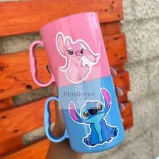 Caneca de Plástico Stit e ang  Adesivadas Para Festa lembrancinhas Presentes Aniversários Festa Crianças 450ml