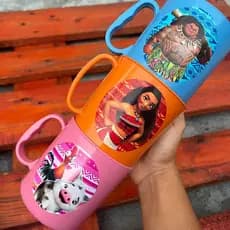 10-15-20 Caneca Adesivadas de Plástico Moana Para Festa lembrancinhas Presentes Aniversários Festa Crianças 450ml