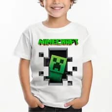 CAMISETA CAMISA BLUSA INFANTIL JUVENIL UNISEX GAMER MINECRAFT JOGOS PARA MENINOS E MENINAS