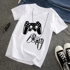 CAMISETA  INFANTIL JUVENIL VARIOS MODELOS GAMER CONTROLE PLAY BLUSA MANGA CURTA MENINA MENINO UNISEX