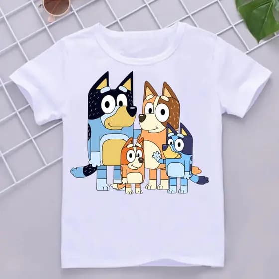 camiseta camisa blusa estampada desenho em alta tendencia família cachorrinho blue infantil  juvenil