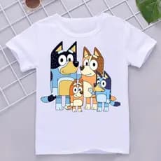 camiseta camisa blusa estampada desenho em alta tendencia família cachorrinho blue infantil  juvenil