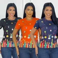 Tshirt Blusa Baby Look Feminina Premium - Área da Educação - Várias Cores