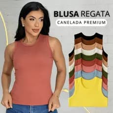 Blusa Regata Feminina Canelada Premium Alça Moda Casual Blusinha Básica Envio Rápido