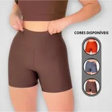 Short Fitness Academia Feminino Cintura Alta Zero Transparência Esportivo Treino Suplex Premium