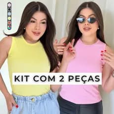Kit 2 Blusa Feminina Regata Canelada Ribana Premium Blusinha Básica Casual Promoção