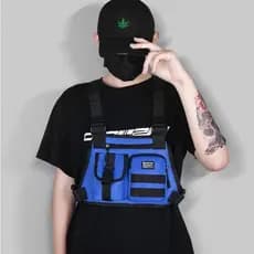 Moda colete com bolso no peito Hip-hop Streetwear Características Bolsa com cinto no peito Bolsa