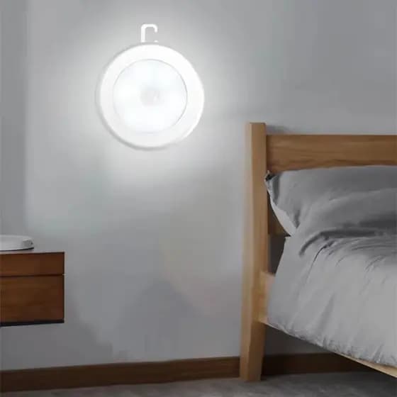 Sensor De Movimento Led Noturna Claro Branca Inteligente Indução De Movimento Humano Lâmpada  Magnético De Adsorção