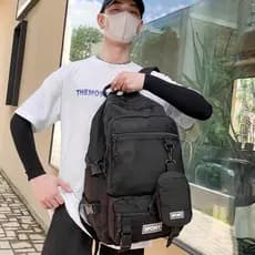 Mochila feminina grande Nylon impermeável escolar faculdade Com Bolsinha