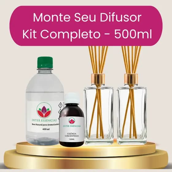 Kit Aromatizador de Ambiente - Vidro + Essencia + Base - Faça você mesmo - Sementes do Brasil