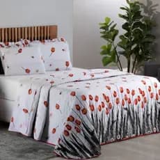 Cobre Leito Queen Tulipas Percal 180 Fios 3 Peças