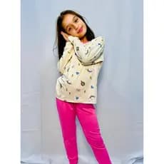 Pijama Infantil Longo Calça e Blusa de Manga Comprida menina feminino de Suede