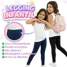 Calça Legging Infantil Feminina Lisa do 2 ao 10 Excelente Qualidade Leg Lisa Sem Transparência Suplex Premium Escolar