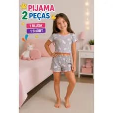 Pijama Infantil Feminino Curto Cropped  Conjunto Verão Menina Confortável Malha suede Macia Blogueirinha Moda  KIDS