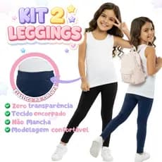 KIT 2 Calça Legging Infantil Lisa do 2 ao 10 Excelente Qualidade Leg Feminina Lisa Legging Suplex Premium Escolar