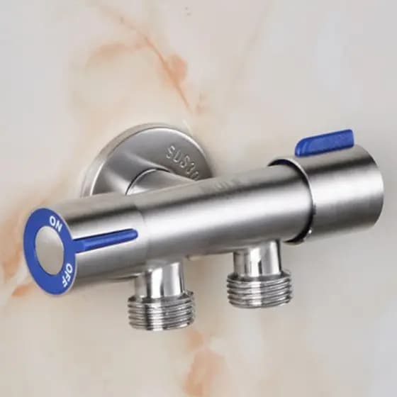 Válvula De Saída Dupla Para Torneira Cor Prata+Mangueira De Alta Pressão Com Filtro De íons Cozinha, Banheiro