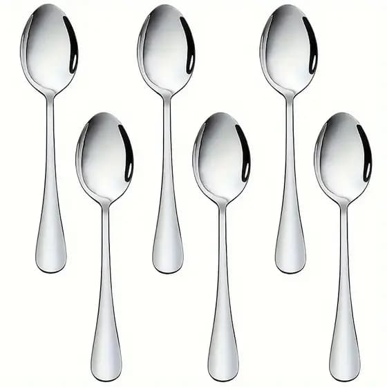Kit C/6 Colher De Sobremesa Aço Inoxidável Cozinha Aparelho Restaurante Bufffet Faqueiro