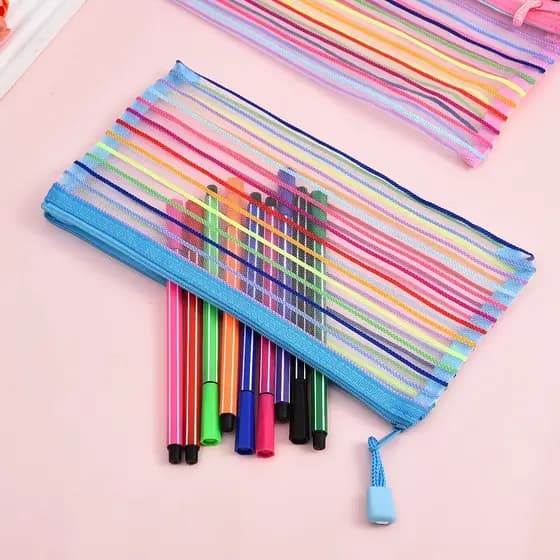 20/30/40 Unidades Estojo Multiuso Bolsinha Nylon Colorido Necessaire Promoção