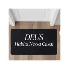 Tapete Deus Habita Nessa Casa Capacho Emborrachado Para Sala Com Frase Divertida