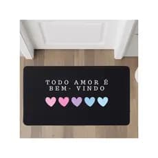 Tapete De Porta Todo Amor É Bem-vindo 70x35cm Para Casa E Quarto, Emborrachado E Resistente