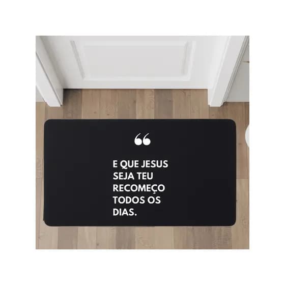 Tapete Emborrachado 70x35 Cm Para Entrada Casa Que Jesus Seja Sempre O Seu Recomeço