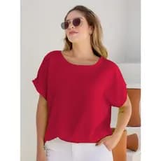 Kit 5 Blusa Social Feminina Plus Size de Tecido Viscolinho Manga Curta Plus Size