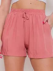 Short De Feminino Com Bolso Linho Praia Academia