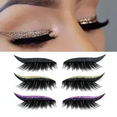 Novo Adesivo Reutilizável Cílios Glitter Fake Eyeliner Fase De Maquiagem Para Os Olhos Preguiçosos