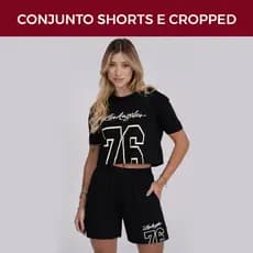 Conjunto Shorts e Cropped Básico Dia Confortável para Academia Malha Fitness conjunto fresquinho