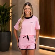 Conjunto Saint Feminino Moletinho Premium Short e Blusa Casual Confortável Tendência