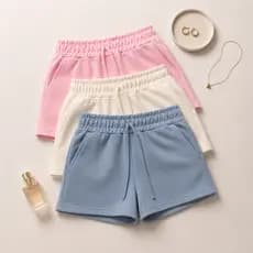 Shorts Moletinho Feminino Bolso Sobreposto