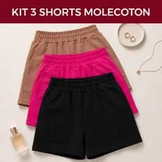 Kits de Shorts Moletinho Feminino Cores Sortidas