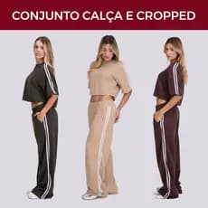 Conjunto Moletinho Feminino Calça e Cropped