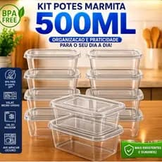 kit 10 potes marmita fitness 500 ml transparente