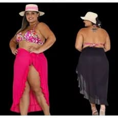 Saída de Praia Feminina Liso Longa Plus size
