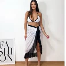 SAIDA DE PRAIA PAREO LONGA CONJUNTOS  BICOLOR +BIQUINS MODA PRAIA