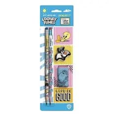 KIT ESCOLAR LOONEY TUNES (2 LÁPIS DE ESCREVER HB; APONTADOR; BORRACHA)