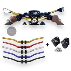 Guidão Esportivo Alumínio + Alongador Universal para Moto – Super Resistente, Leve e Conforto Máximo na Pilotagem