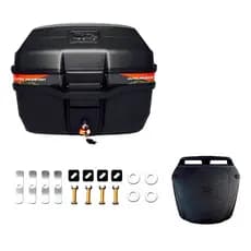 Baú Moto 35L Universal Preto com Chave + Base e Kit Fixação Ultra Resistente Delivery Motoboy