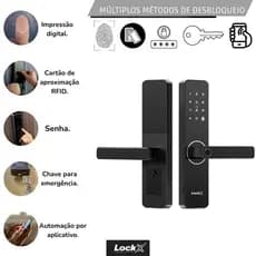 Fechadura Eletrônica Digital com biometria, senha, cartão de aproximação, wifi e chave.
