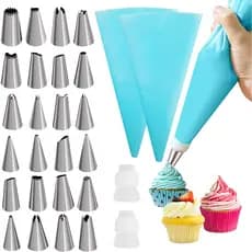 24 Pcs Conjunto De Confeiteira De Silicone Com Bico Para Decoração Com Creme Bolo Promoção