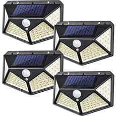 100 Leds Luminária Parede Solar Com Sensor Jardim Externa Prova D'água