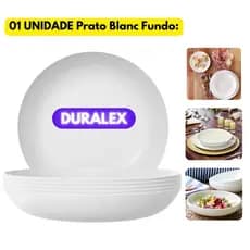 Prato Blanc Fundo Branco Vidro Duralex Redondo Duralex Redondo Opaline Jantar Resistente