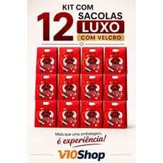 Kit 12 Sacola Presente Luxo Velcro Vermelha M 12x16x6  Embalagem Premium Dia dos Namorados, Mães