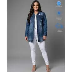 Jaqueta Feminina Jeans Sarja Colorida Casaco Casual Versátil