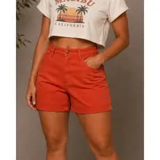 Shorts Mom Feminino Jeans 100% algodão Soltinho Básico Verão