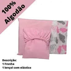 JOGO DE LENÇOL PARA MINI BERÇO 2 PEÇAS 100% ALGODÃO BEBÊ MENINA