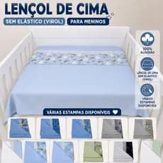 Lençol SEM ELASTICO TIPO VIROL para berço padrão americano ou chiqueirinho 100% algodão MENINO