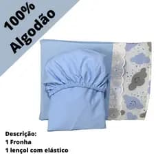 JOGO DE LENÇOL PARA MINI BERÇO 2 PEÇAS 100% ALGODÃO